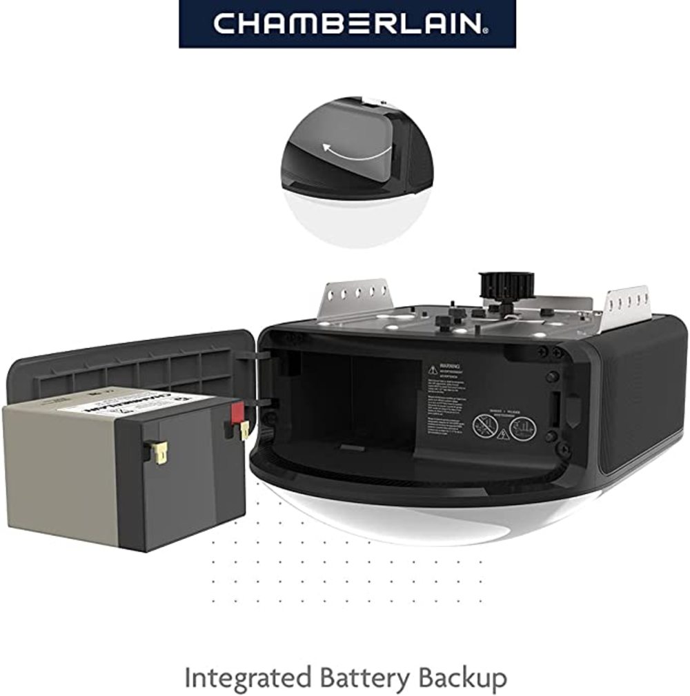 Chamberlain 1 1/4 HP LED Wi Fi Belt Drive Garage Door Opener with Battery Backup - Ascmtools