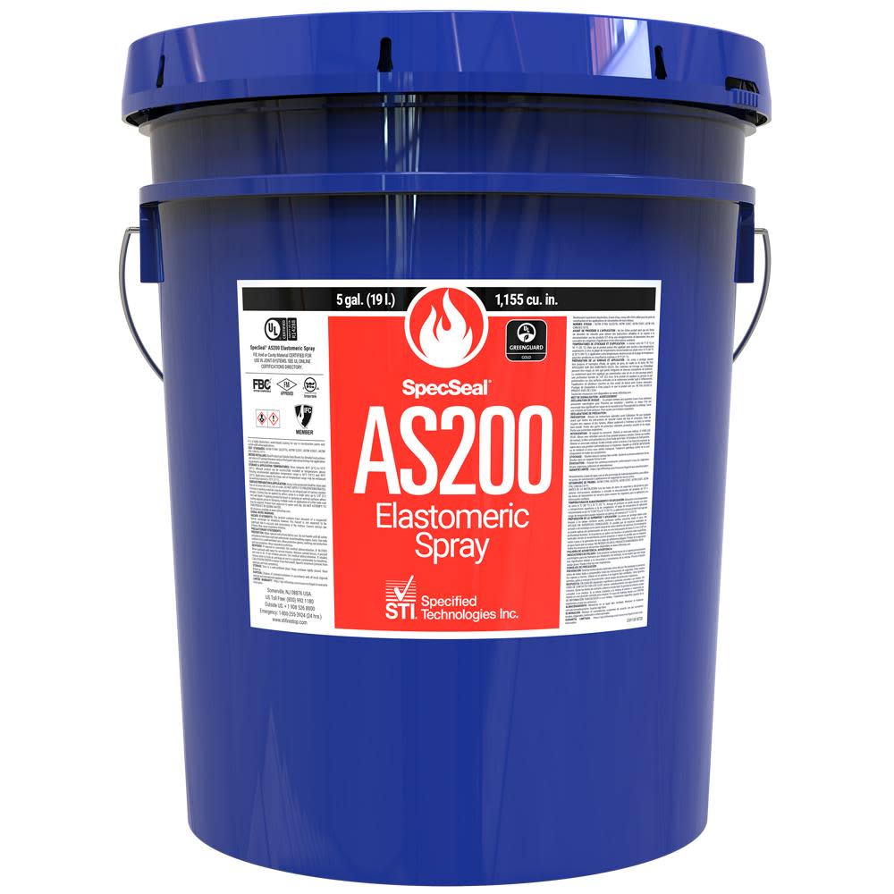 Specified Technologies Inc SpecSeal – AS Elastomeric Spray – 5 Gallon Pail 1155 Cu In (19.0 L) – Red Color – AS205R - Ascmtools