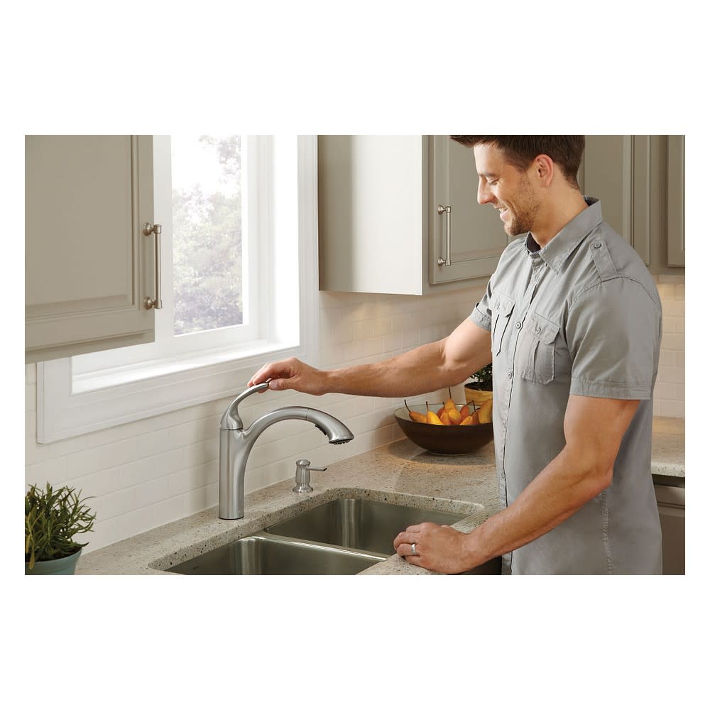 Moen Kinzel Pulldown Kitchen Faucet Spot Resist Stainless Low Arc - Ascmtools