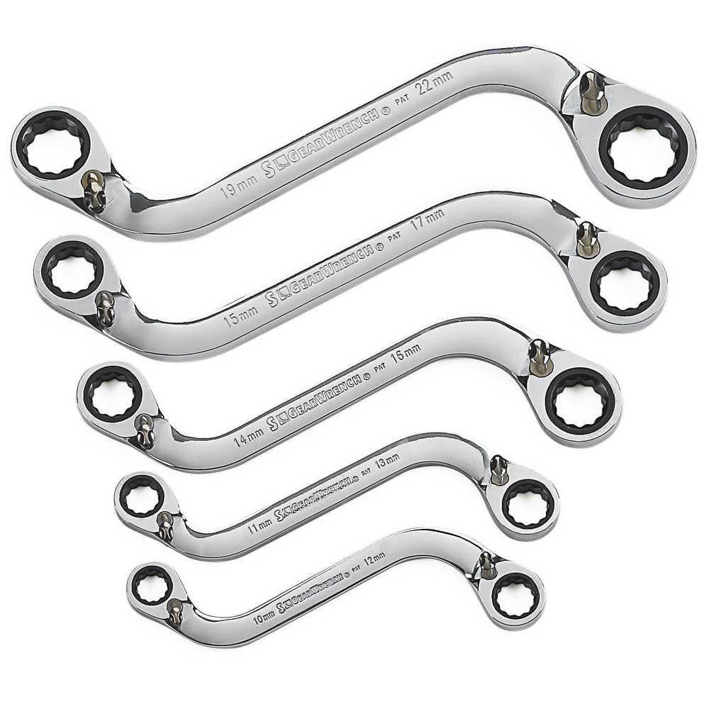 GEARWRENCH S Shape Reversible Double Box Ratcheting Wrench Set 5 Pc. Metric - Ascmtools