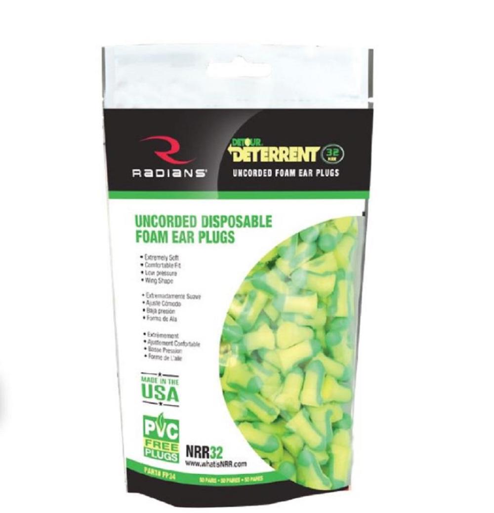 Radians Foam Ear Plugs Deterrent Disposable 50 Pairs - Ascmtools
