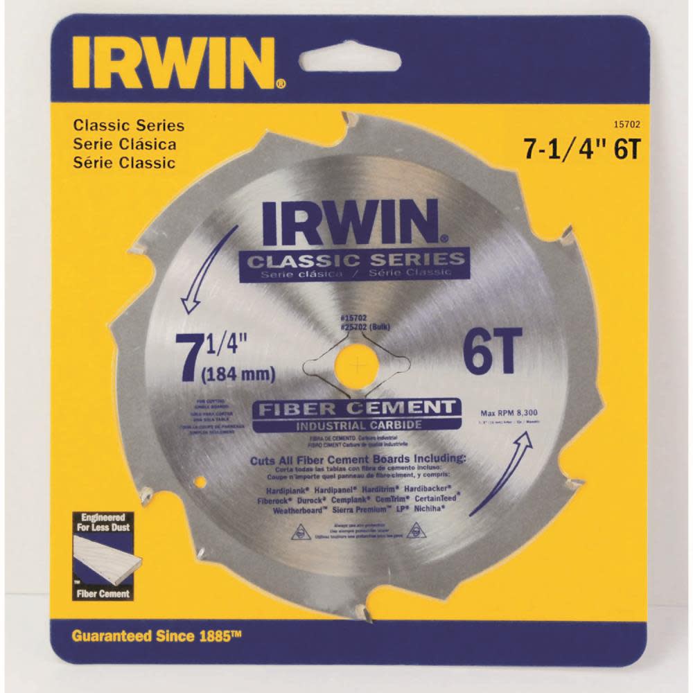 Irwin 7-1/4 In. 6T Fiber Cement Saw Blade - Ascmtools