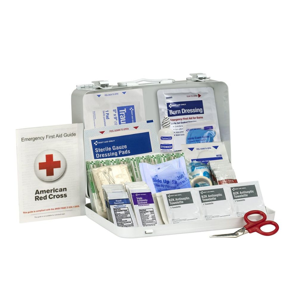 First Aid Only First Aid Kit 25 Person Metal Case ANSI Portable - Ascmtools