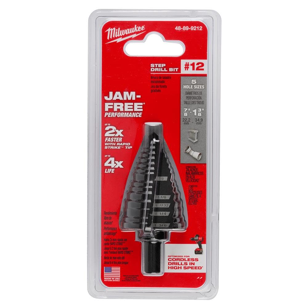 Milwaukee #12 Step Drill Bit 7/8 in. to 1-3/8 in. - Ascmtools