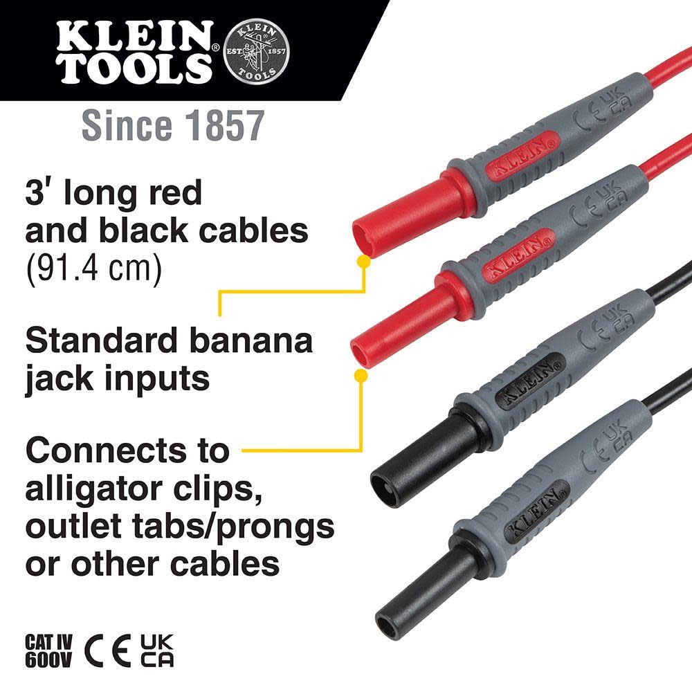 Klein Tools 3′ Lead Adapters Red & Black - Ascmtools