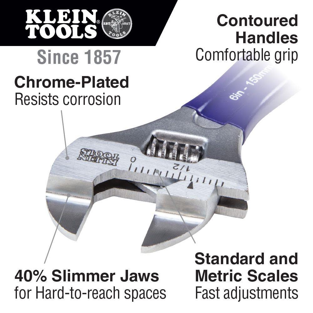 Klein Tools Slim-Jaw Adjustable Wrench 8″ - Ascmtools