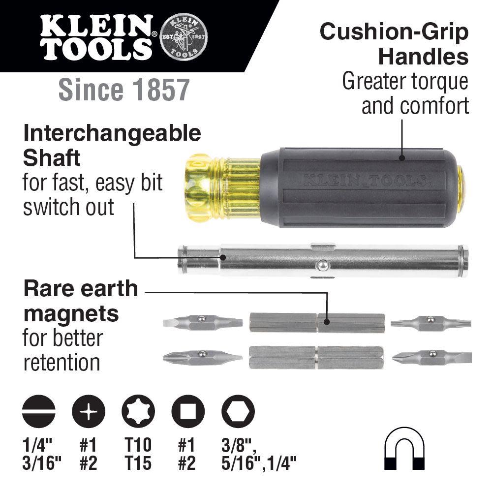 Klein Tools 11-in-1 Magnetic Screwdriver/Nut Driver - Ascmtools