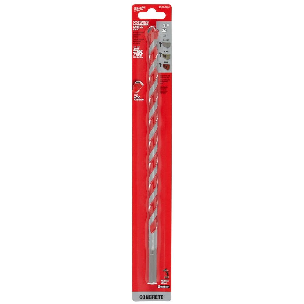Milwaukee SHOCKWAVE Carbide Hammer Drill Bit 1/2″x10″x12″ - Ascmtools