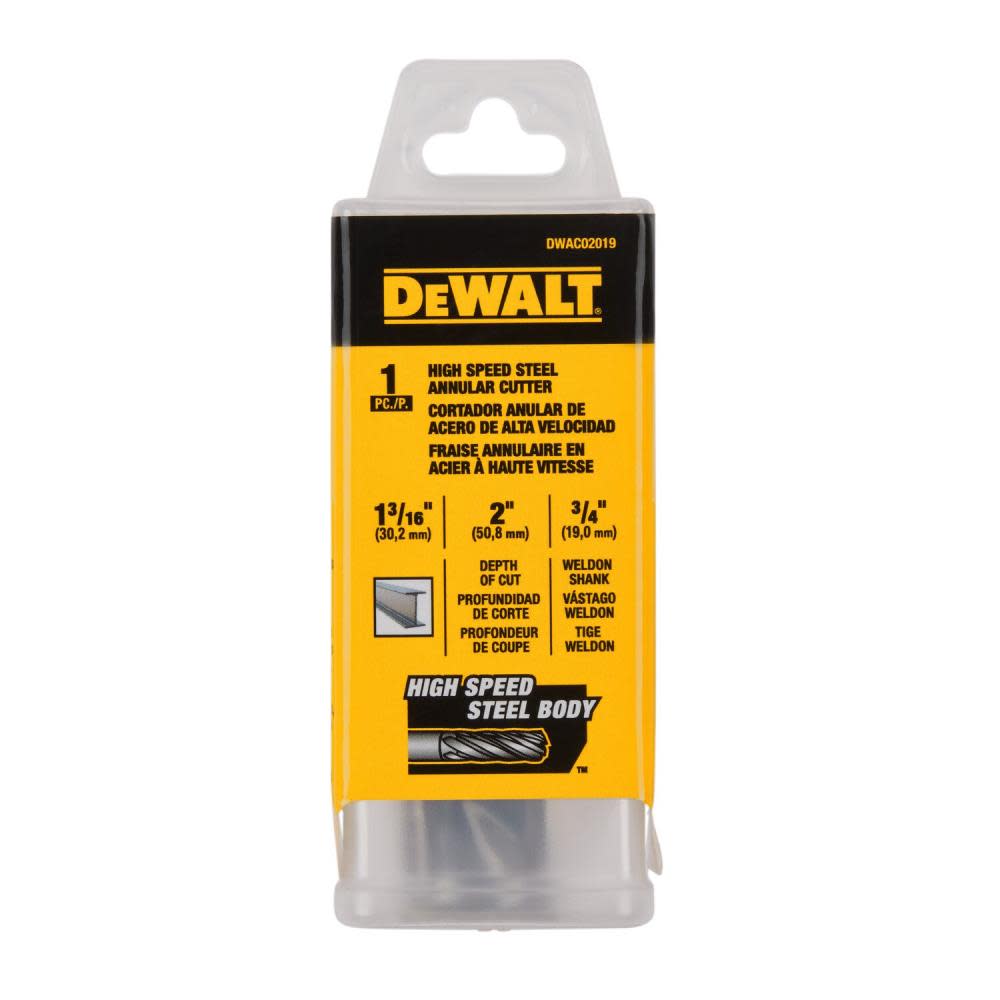 DEWALT Annular Cutter 1 3/16″X 2″ HSS 3/4″ Weldon - Ascmtools