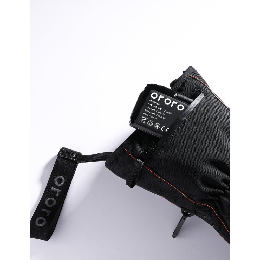 ORORO Black & Orange Amsterdam Heated Mittens Kit Large - Ascmtools