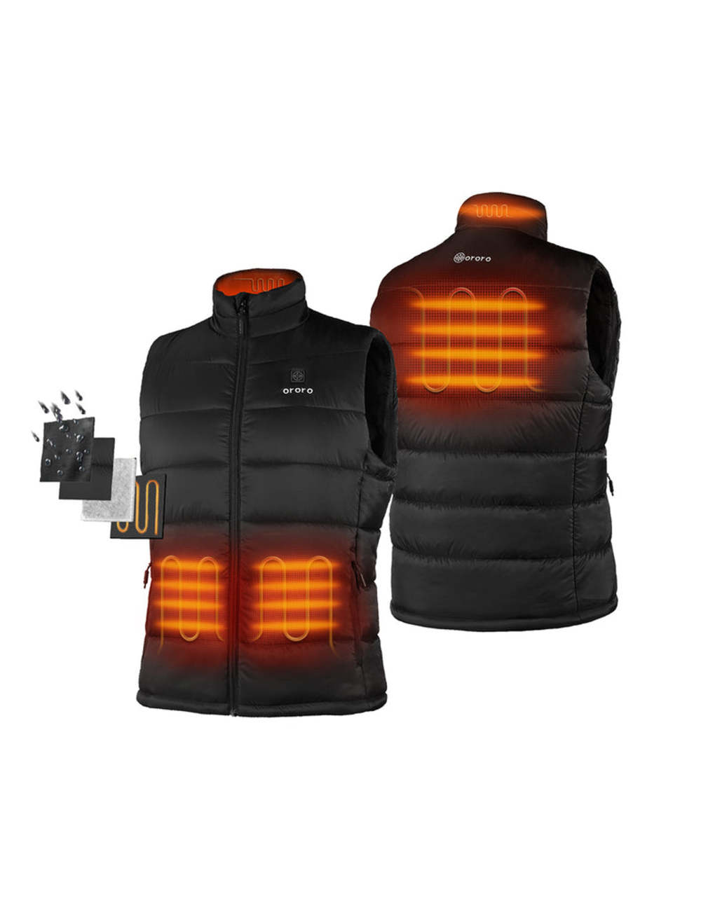 ORORO Mens Black Classic Heated Vest Kit Medium - Ascmtools