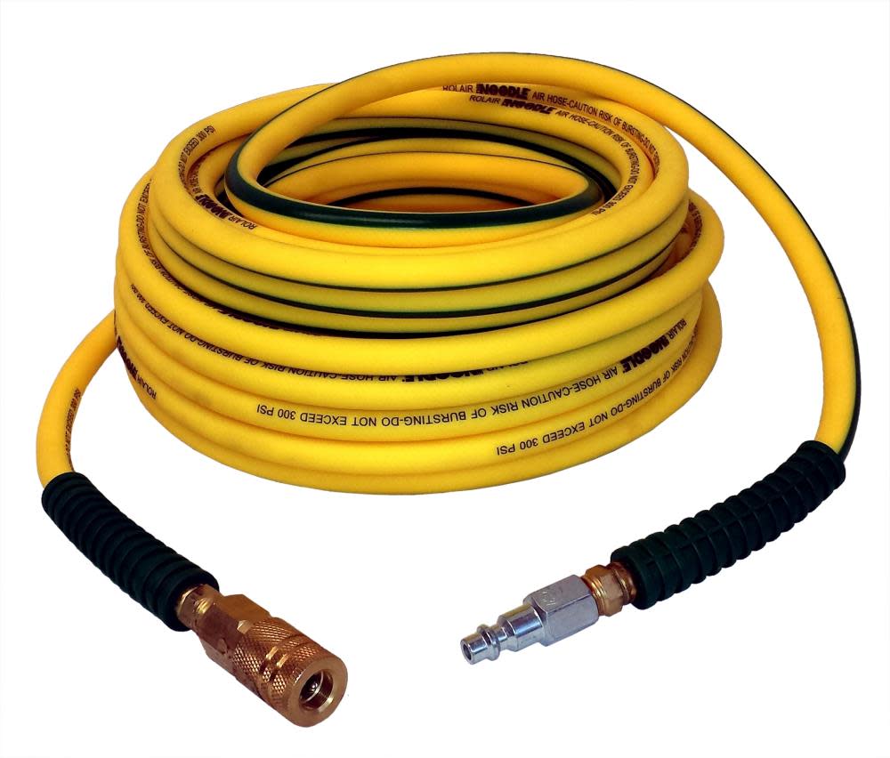 Rolair 3/8 In. x 50 Ft. Noodle Air Compressor Hose (incl. 1/4″ coupler/plug) - Ascmtools
