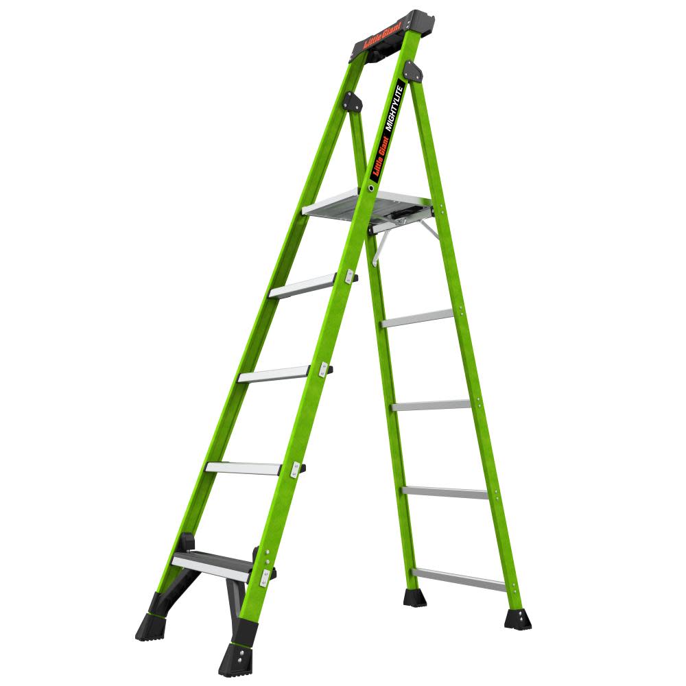 Little Giant Safety Mighty Lite 7′ Model – ANSI Type IAA – 375 lb Rated Fiberglass Stepladder with Ground Cue - Ascmtools