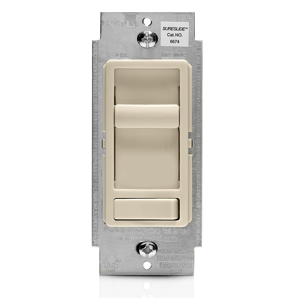 Leviton Almond Incandescent/Halogen Preset Slide Dimmer Switch - Ascmtools