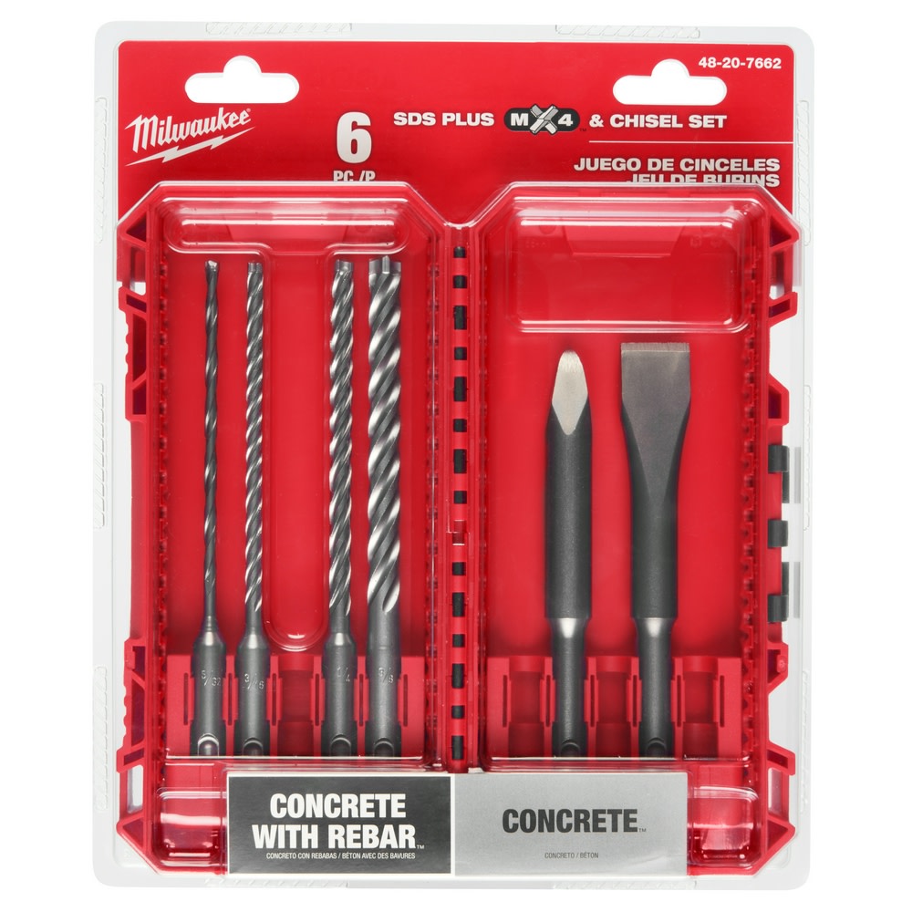 Milwaukee 6pc. SDS Plus MX4 4 Cutter & Chisel Kit - Ascmtools