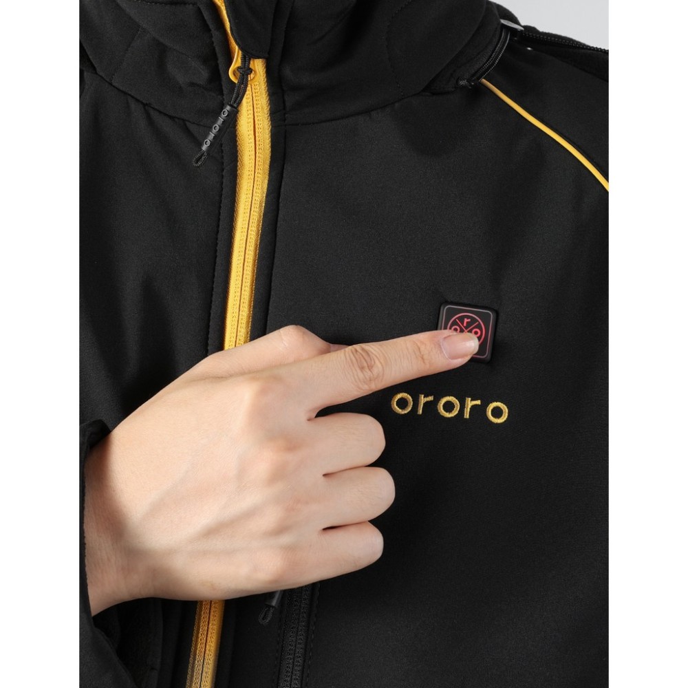 ORORO Mens Black & Gold Classic Heated Jacket Kit Small - Ascmtools