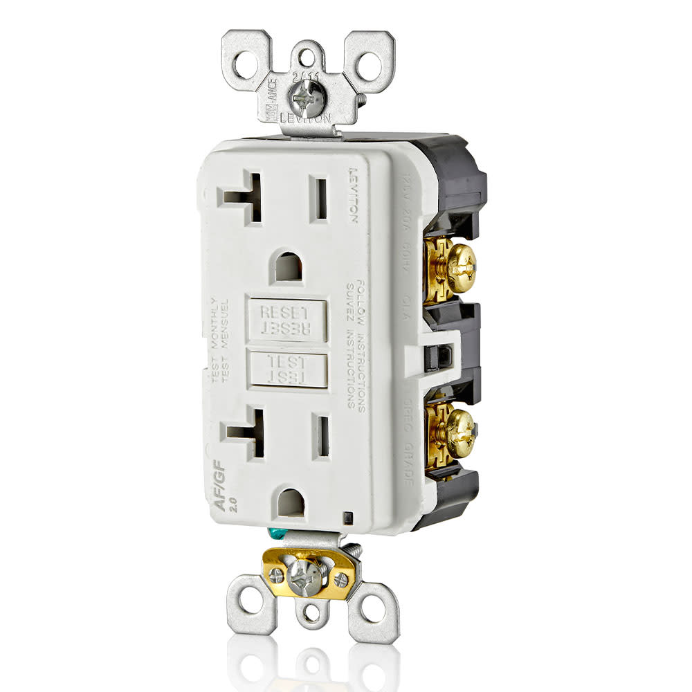 Leviton SmartlockPro AFCI/GFCI Outlet 20A 125V 2Pole White Duplex - Ascmtools