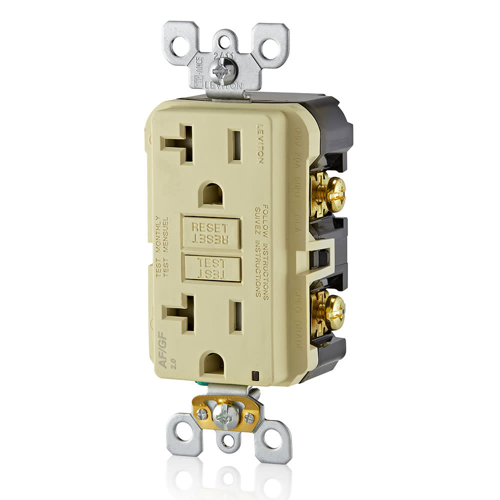 Leviton SmartlockPro Outlet 20A 125V Ivory AFCI/GFCI 2 Function Outlet - Ascmtools