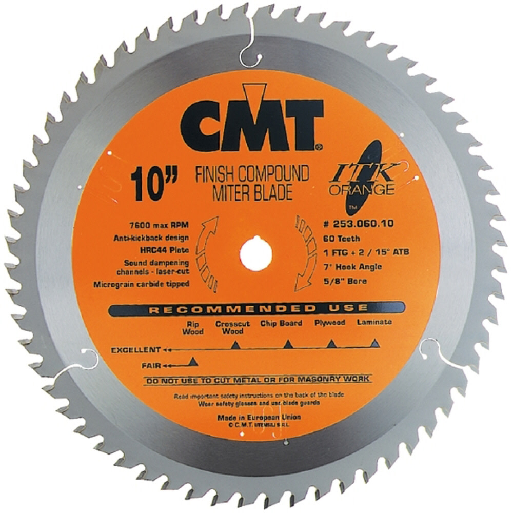 CMT 8-1/2 In x 60 x 5/8 In ITK Finish Compound Miter Blade - Ascmtools