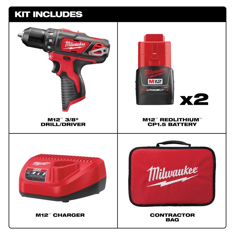 Milwaukee M12 3/8 in. Drill/Driver Kit - Ascmtools