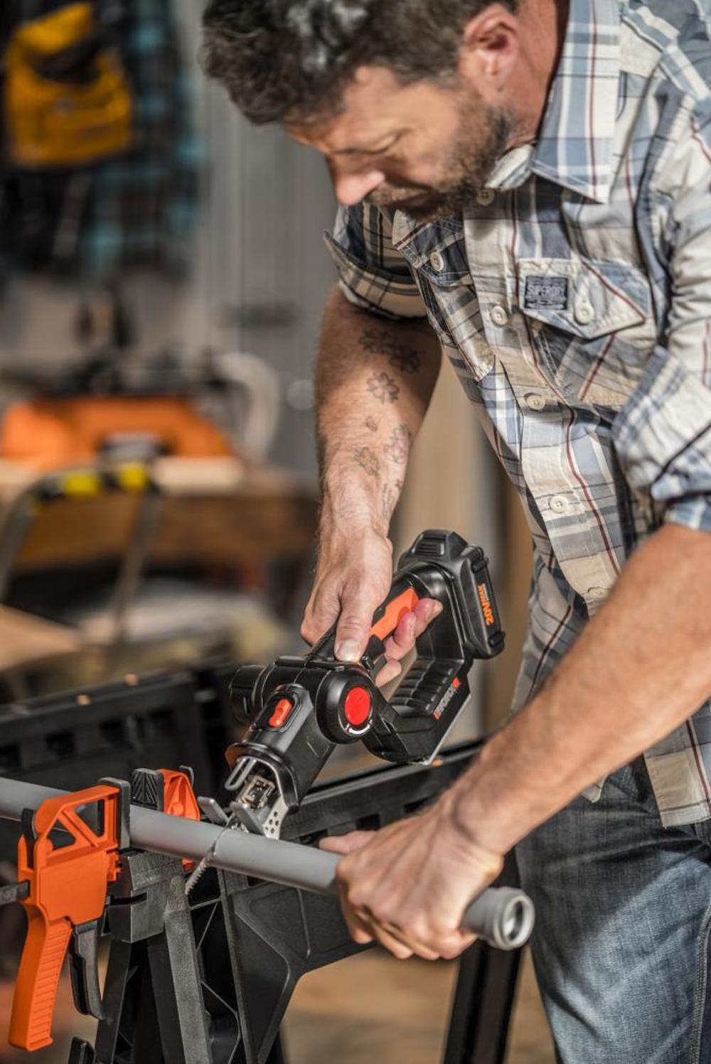 Worx POWER SHARE 20V AXIS 2 in 1 Reciprocating Saw & Jigsaw Kit - Ascmtools