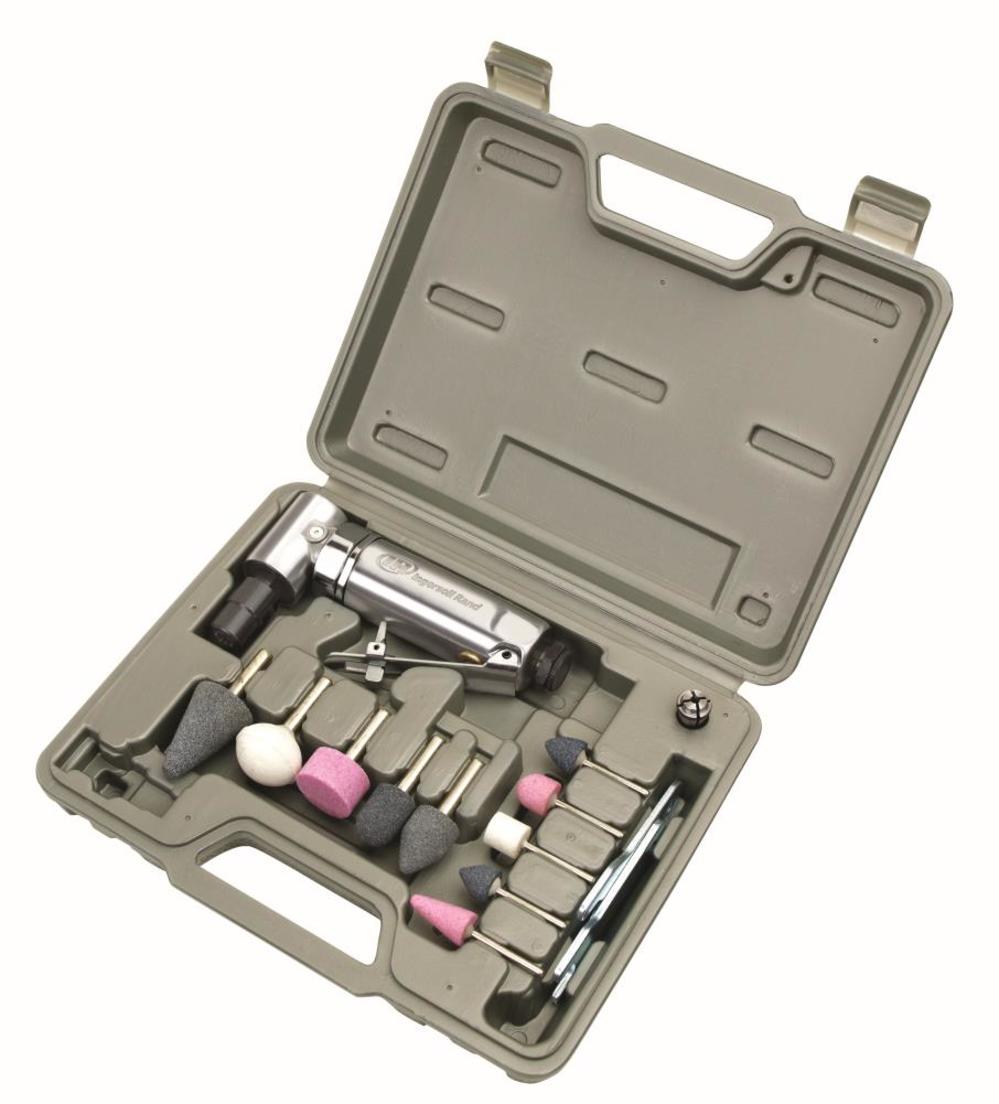 Ingersoll Rand Air Angle Die Grinder Kit 0.25 HP 21000 RPM 10 Mounted Grinding Tips - Ascmtools