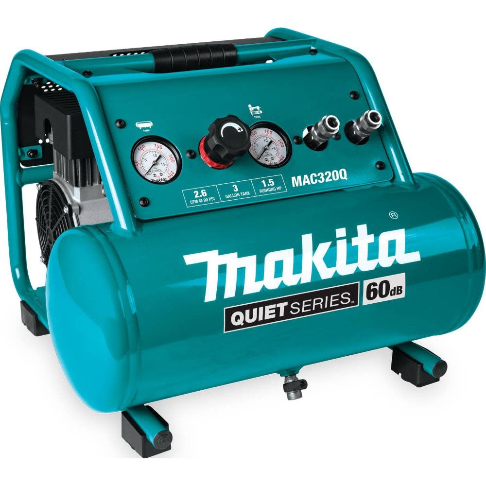Makita Quiet Series 1-1/2 HP 3 Gallon Oil-Free Electric Air Compressor - Ascmtools