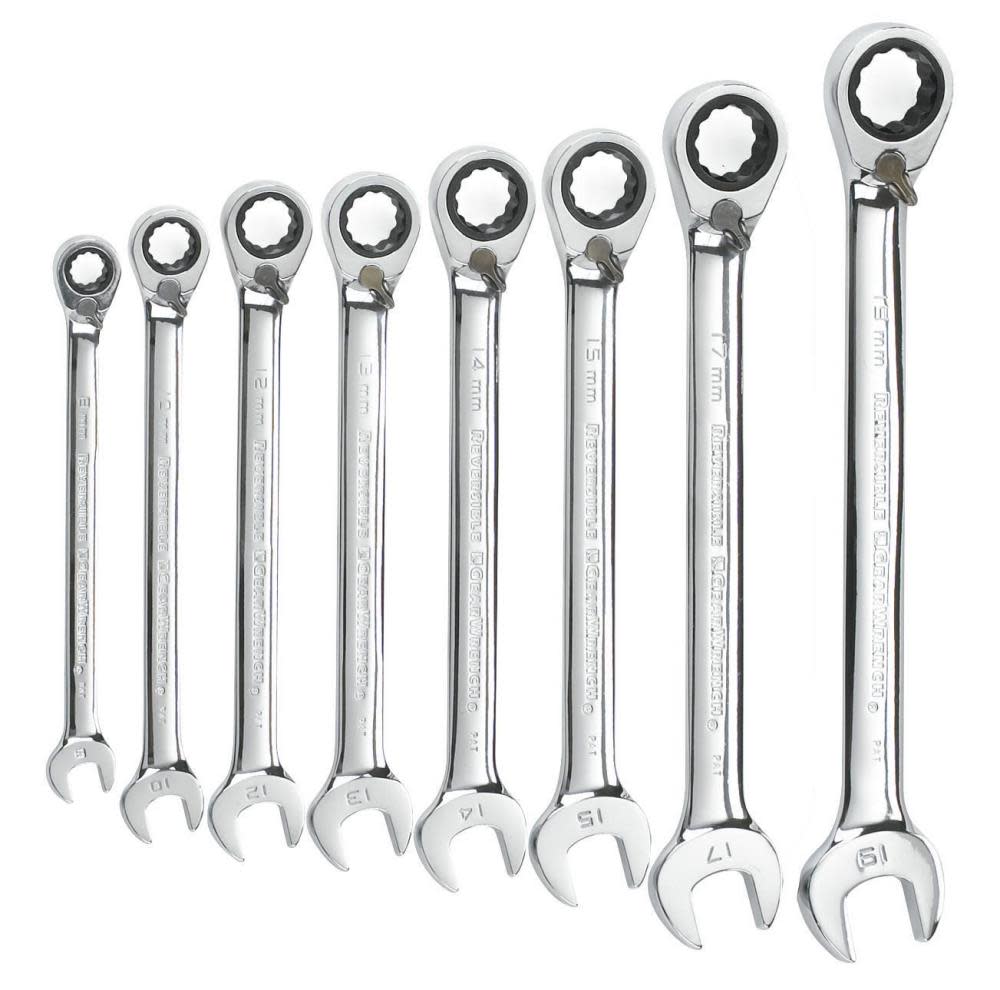 GEARWRENCH 8 Piece 12 Point Reversible Ratcheting Combination Wrench Set Metric - Ascmtools