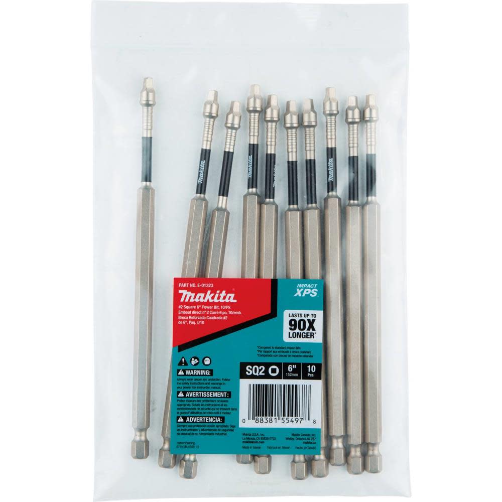 Makita Impact XPS #2 Square 6″ Power Bit – 10 Pack - Ascmtools