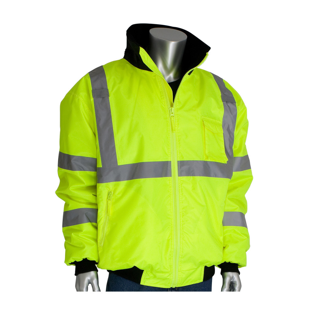 Protective Industrial Products ANSI R3 Bomber Jacket Hi Vis Lime Yellow Small - Ascmtools