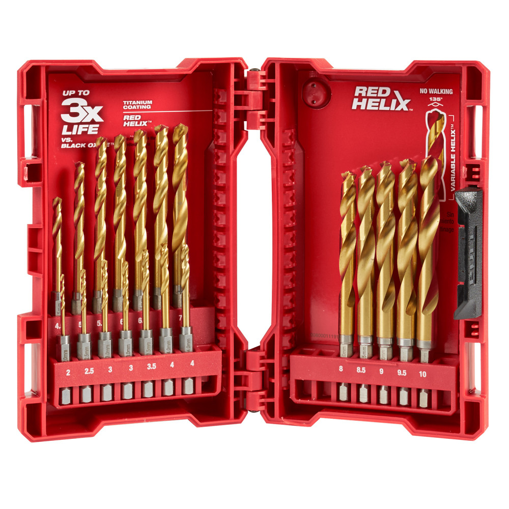 Milwaukee SHOCKWAVE Impact Duty RED HELIX Titanium Metric Drill Bit Set  19PC - Ascmtools