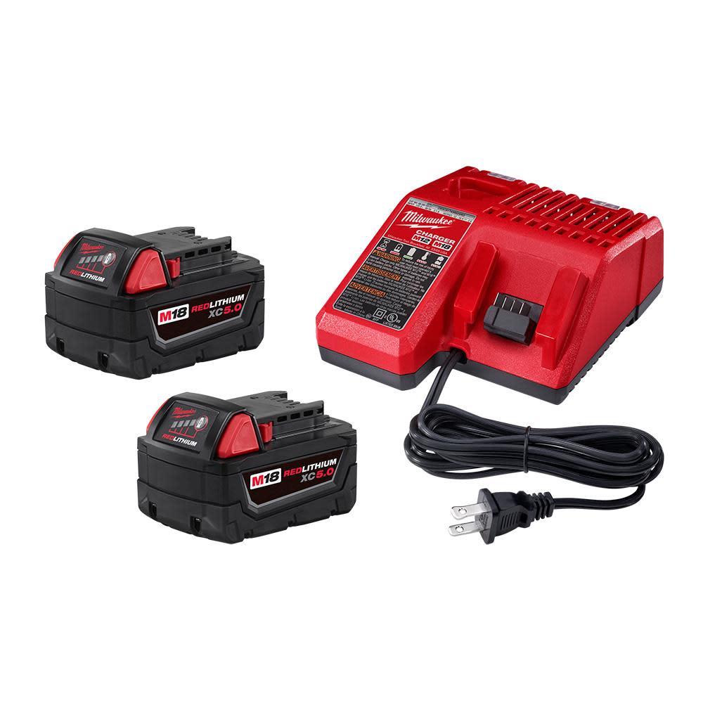 Milwaukee M18 REDLITHIUM XC5.0 Battery 2pk Starter Kit - Ascmtools