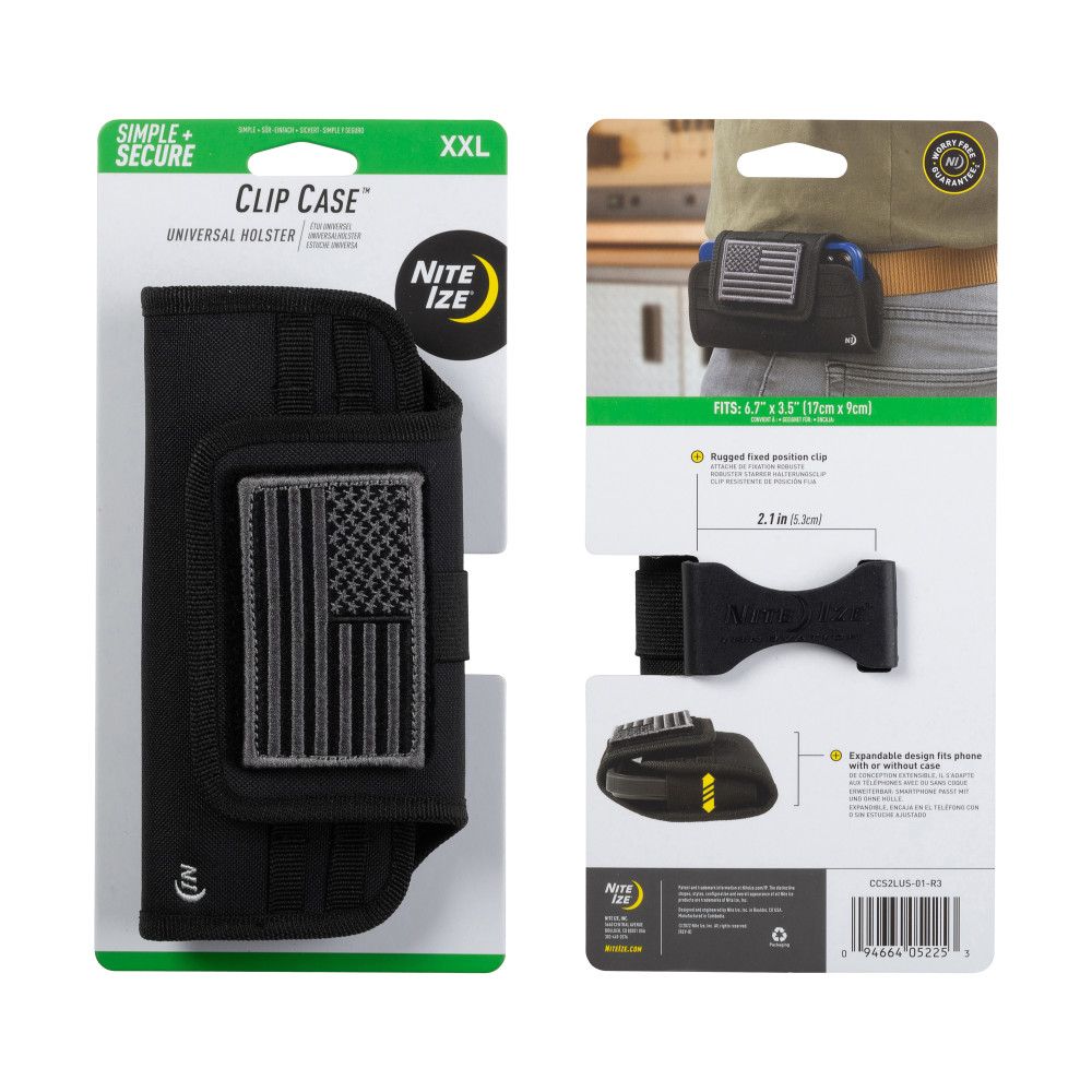 Nite Ize Clip Case Horizontal Universal Phone Holster XXL USA Patch - Ascmtools