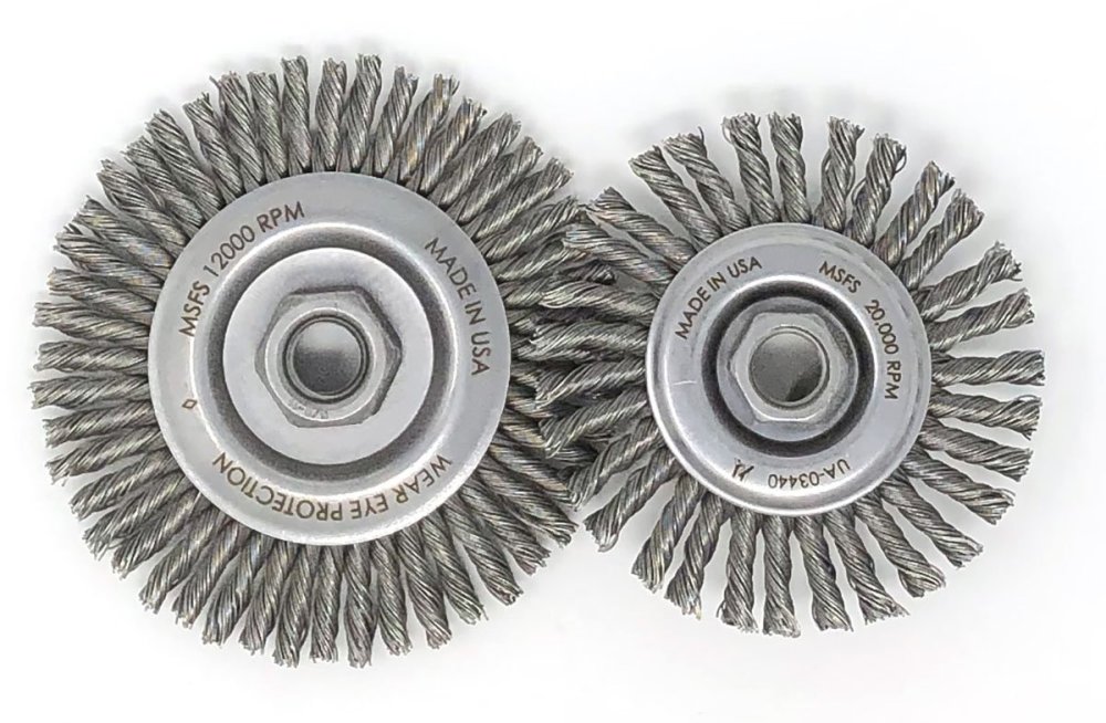 United Abrasives 0.02 In. Wire x 4 In. Stringer Bead Threaded Knot Wheel Brush - Ascmtools