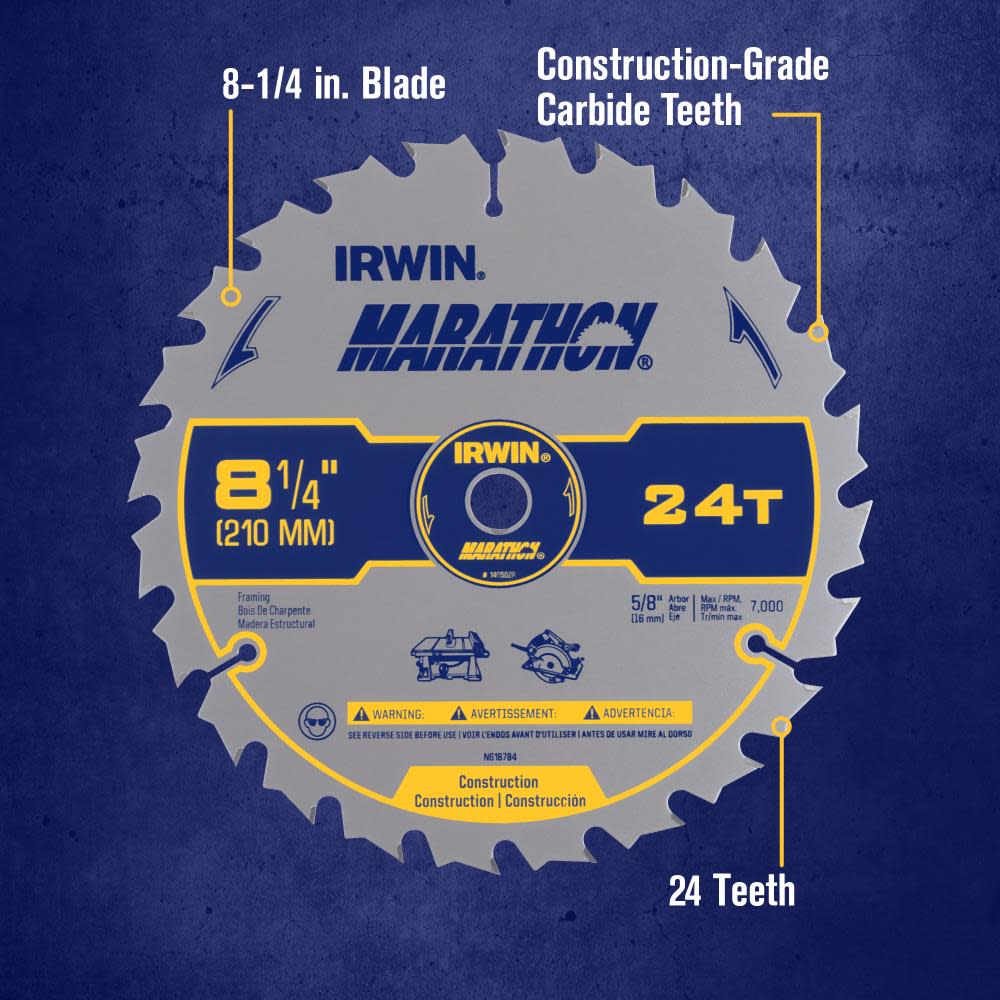 Irwin SAW BLADE 8 1/4″ 24T MARATHON CD - Ascmtools