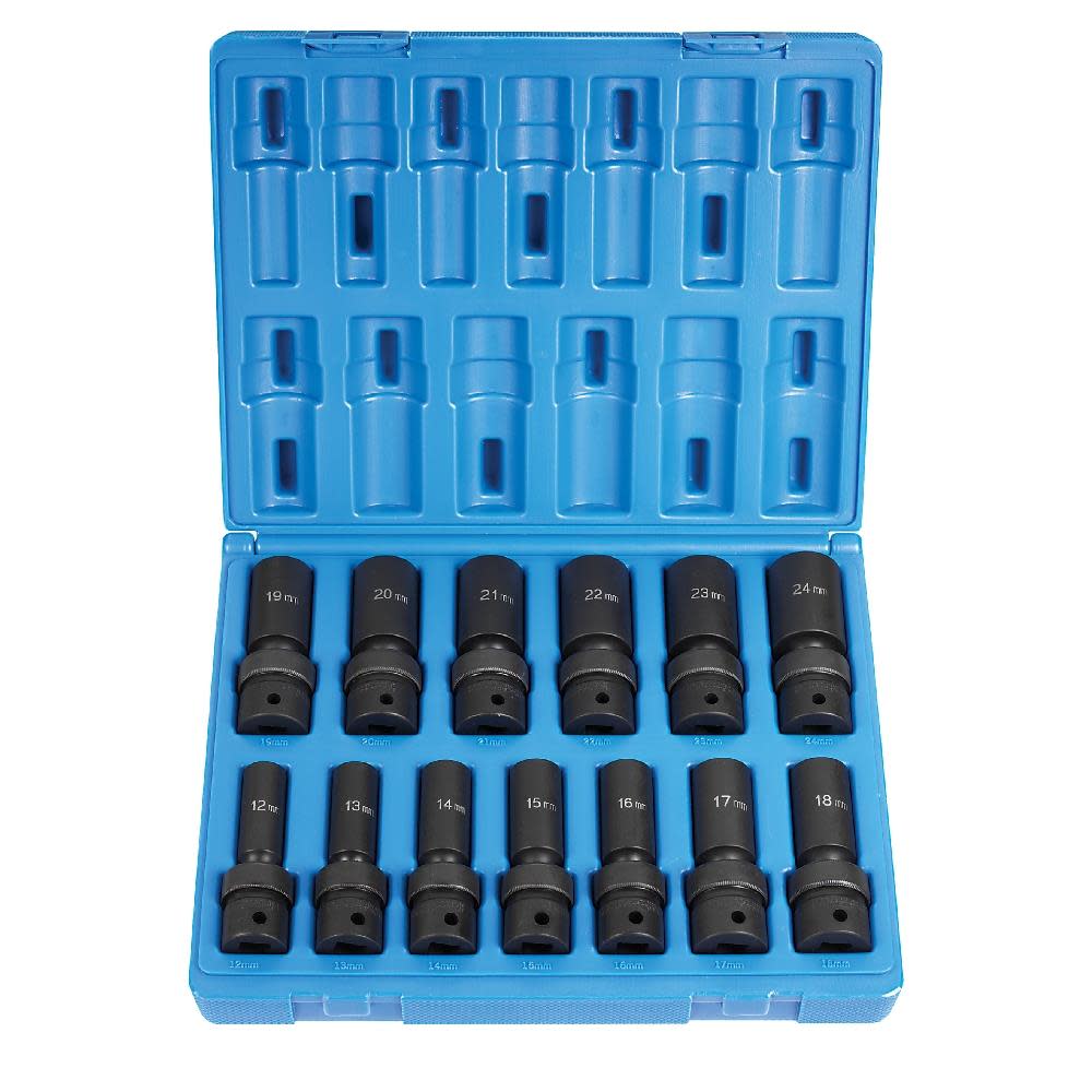 Grey Pneumatic 1/2″ Drive 13 Pc. Deep Length Metric Universal Set - Ascmtools