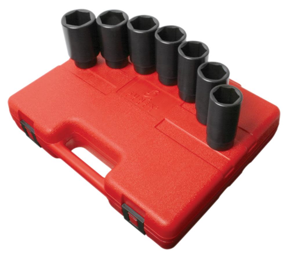 Sunex 7 pc. 1/2 In. Drive Metric Deep Spindle Nut Impact Socket Set - Ascmtools