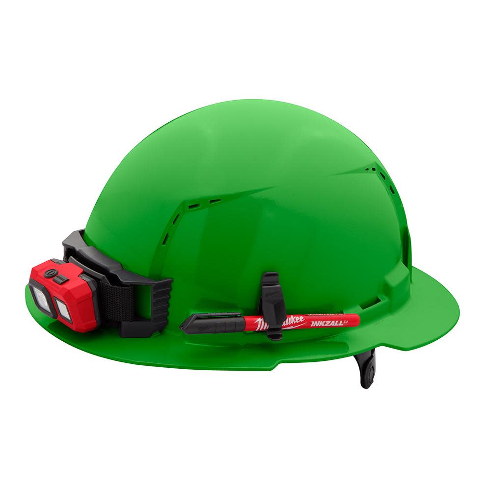 Milwaukee Green Full Brim Vented Hard Hat with 6pt Ratcheting Suspension Type 1 Class C - Ascmtools
