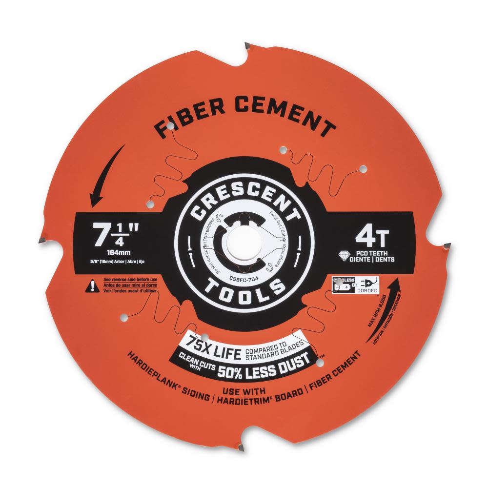 Crescent Circular Saw Blade 7 1/4″ x 4 Tooth Fiber Cement - Ascmtools