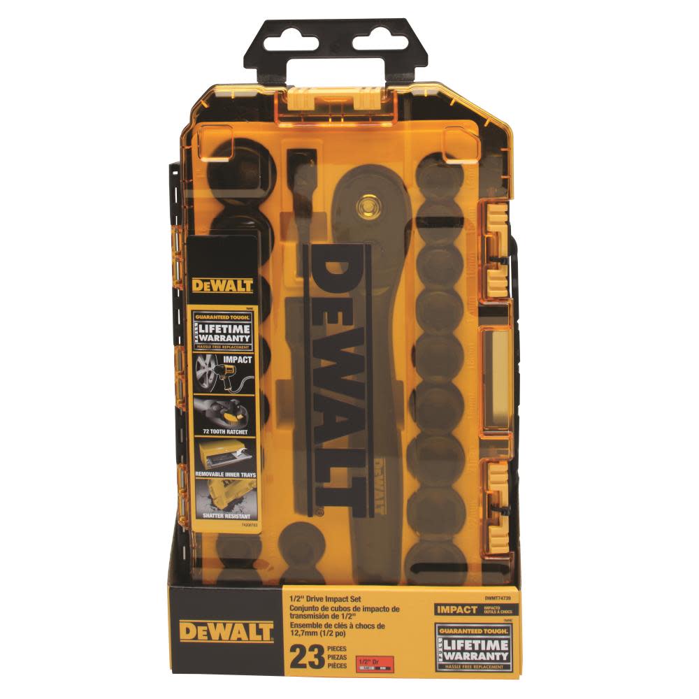 DEWALT Tough Box 23 pc. 1/2 Drive Impact Socket Set - Ascmtools