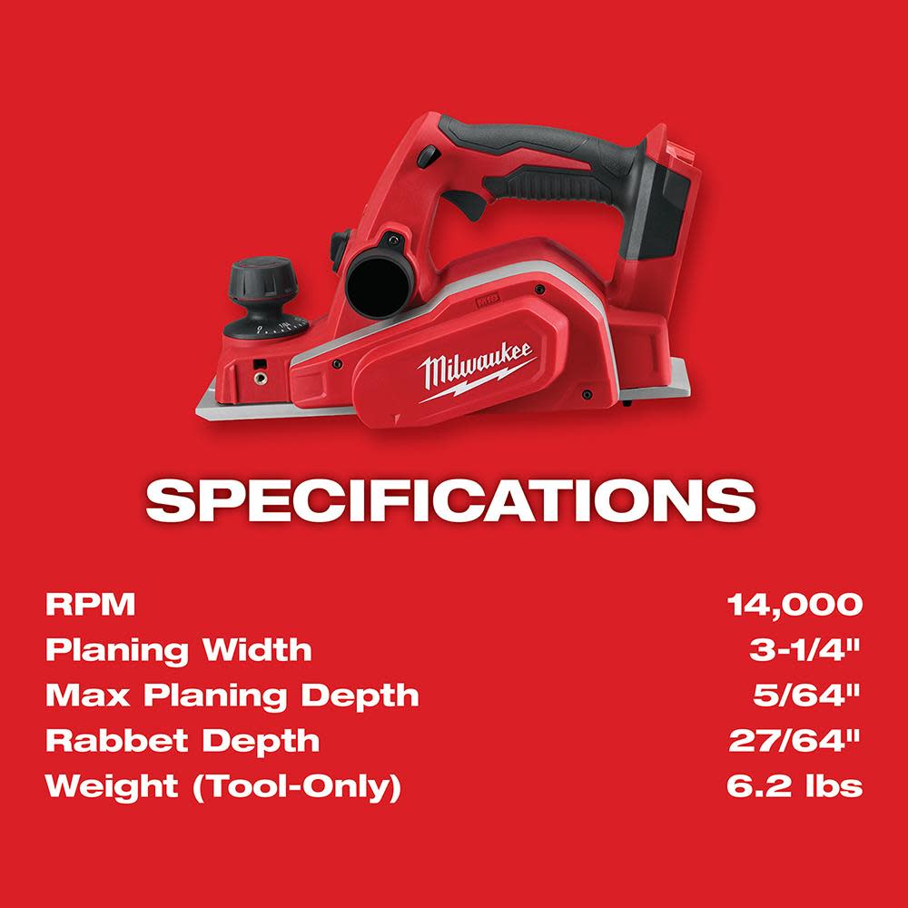 Milwaukee M18 3-1/4 in. Planer - Ascmtools