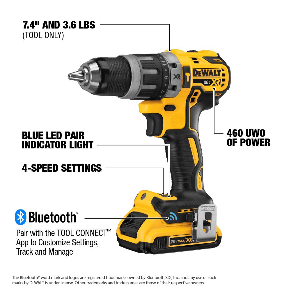 DEWALT 20V MAX XR Tool Connect Compact Hammerdrill Kit - Ascmtools