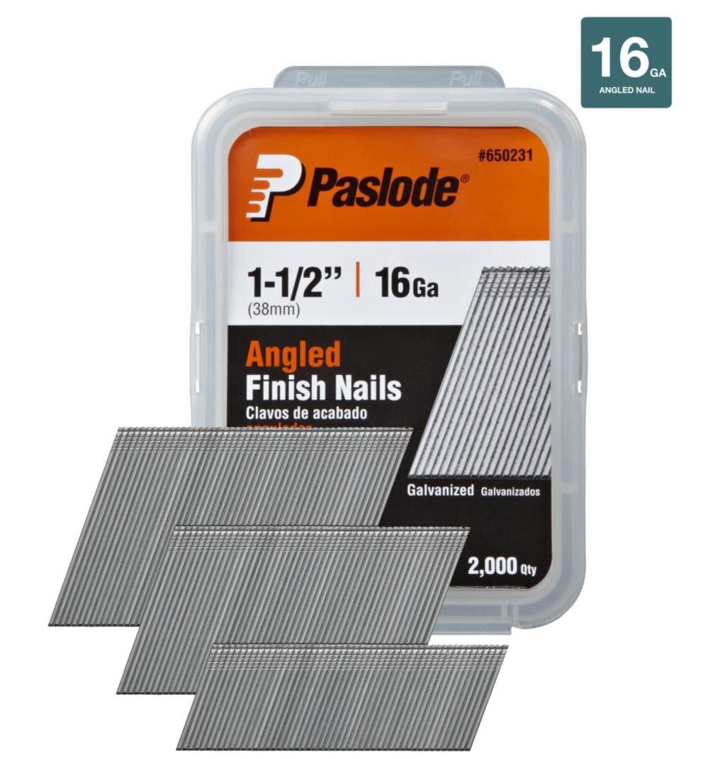 Paslode 2000 Pack 1-1/2″ 16ga Galv Angled Finishing Nails - Ascmtools