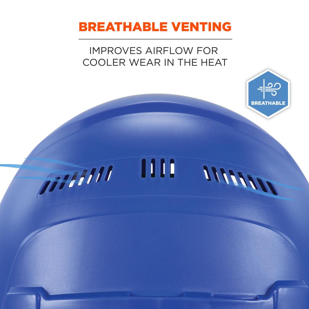 Ergodyne Skullerz 8966 Blue Lightweight Cap Style Hard Hat Vented Class C - Ascmtools