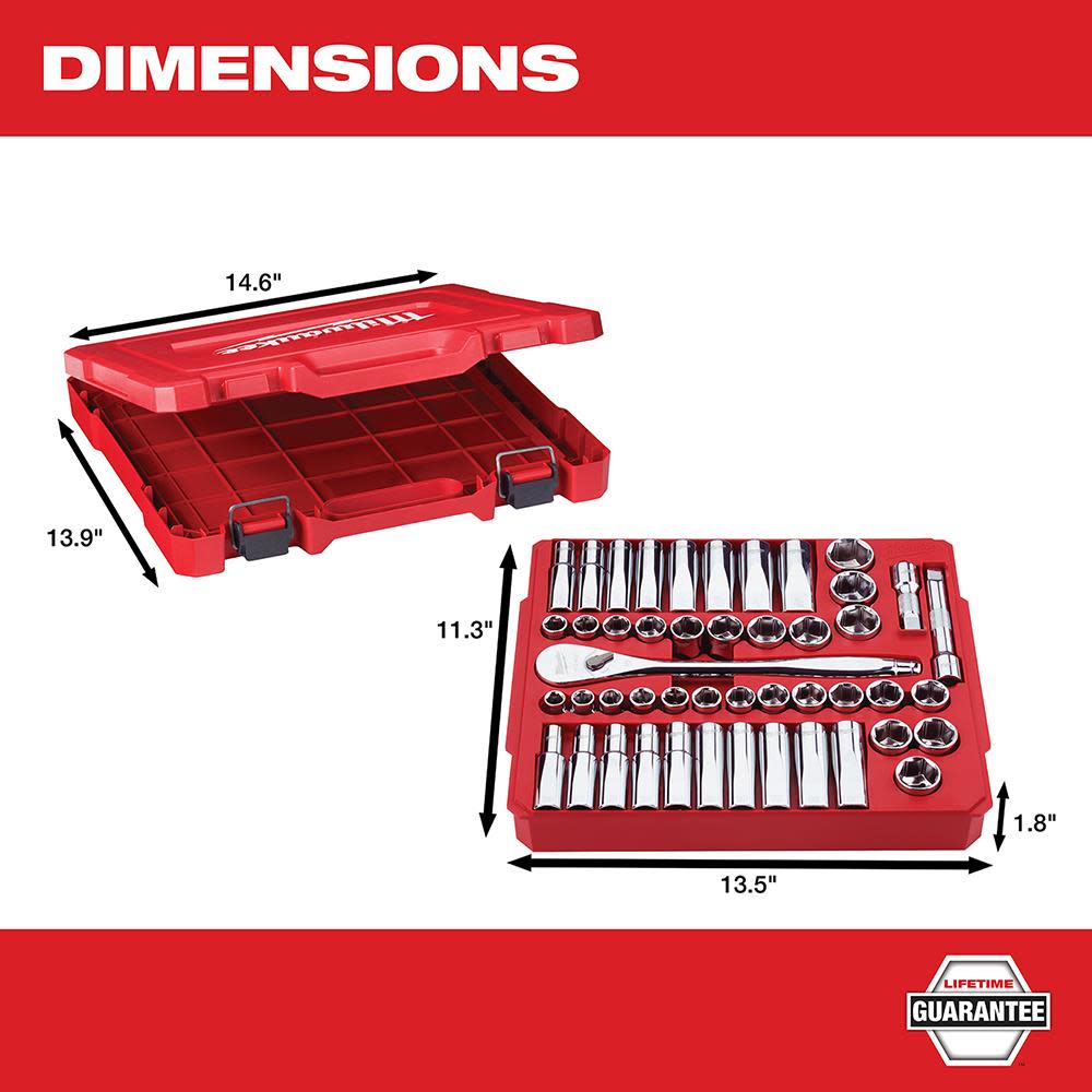 Milwaukee 47 pc. 1/2 in. Socket Wrench Set (SAE & Metric) - Ascmtools