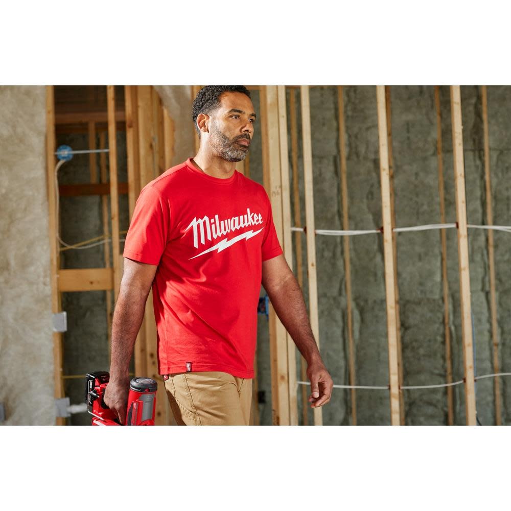 Milwaukee Heavy Duty T-Shirt Big Logo Short Sleeve Red - Ascmtools