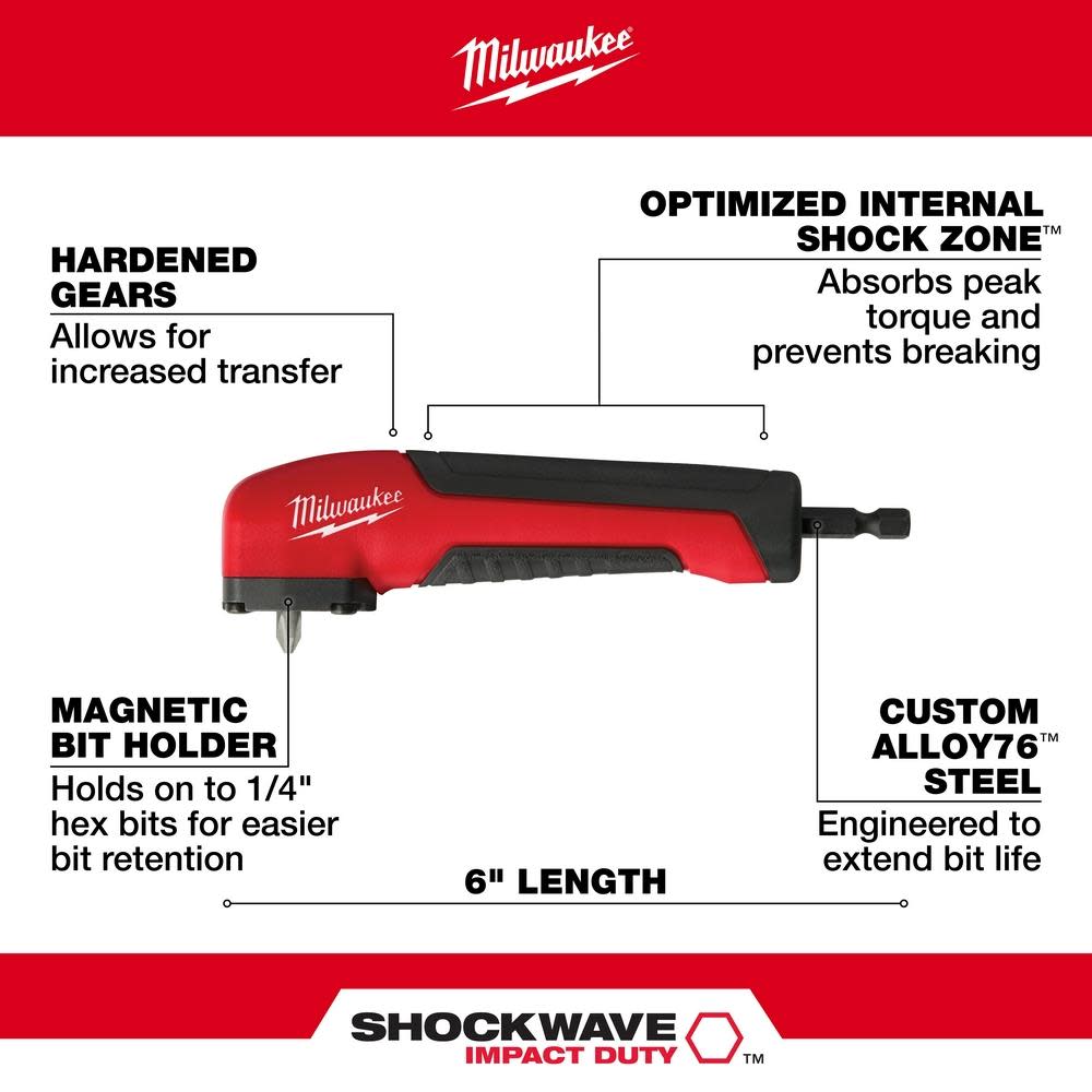 Milwaukee SHOCKWAVE Right Angle Adapter - Ascmtools