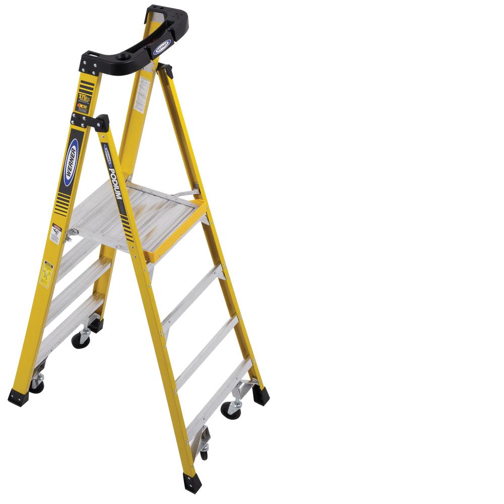 Werner Podium 4-ft Fiberglass 375-lb Type IAA Platform Ladder - Ascmtools