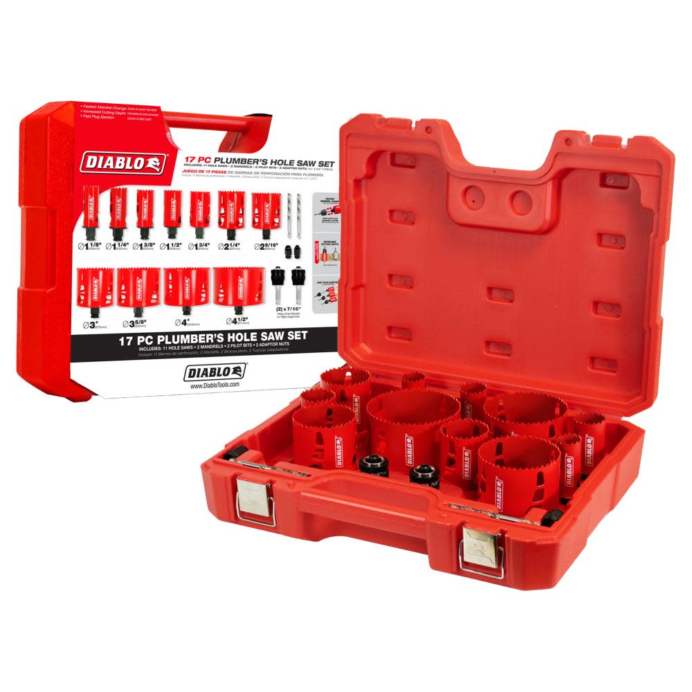 Diablo Tools 17 pc Plumber’s Bi-Metal Hole Saw Set - Ascmtools