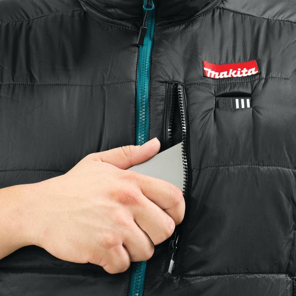 Makita Mens 3X Large Black 18 Volt LXT Lithium-Ion Cordless Heated Vest - Ascmtools